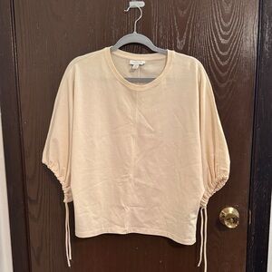 Topshop Cream Short Sleeve Tee with Drawstring